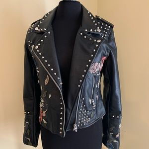 Blank NYC black embellished faux leather jacket